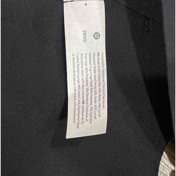 𝓛𝓾𝓵𝓾𝓵𝓮𝓶𝓸𝓷 Enlite Bra Zip Front 38DD Black Womens Sports Bra Ultralux Co - Picture 4 of 6